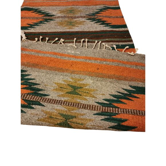 Native American Southwestern Style Wool Rug Handwoven Wall Hanging 61x28 - Picture 13 of 16